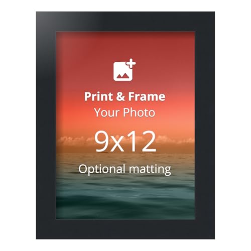 ArtToFrames 9x12 Custom Picture Poster Frame with HD Photo Print and Optional Mat with 5x8 Opening, Framed in 1.25" Modern Flat Frame, Handcafted in the USA