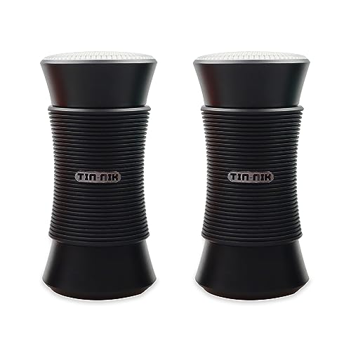 Tin- Nik Par de altavoces Bluetooth estéreo inalámbricos portátiles (TWS) con luz LED dinámica, música Bluetooth, llamada manos libres, modo AUX, hasta 12 horas de tiempo de reproducción para