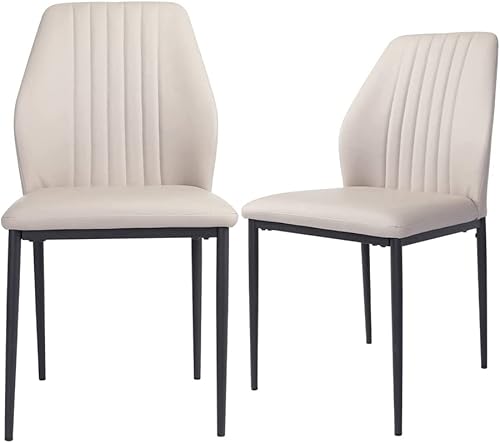 HIPIHOM Juego de 2 sillas de comedor modernas sillas de cocina y comedor sillas de comedor tapizadas sin brazos en asiento de cojín de piel
