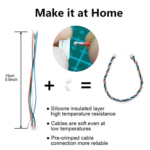 elechawk 1.25mm Pitch Connectors and Pre-crimped Silicone Cables Compatible with Molex PicoBlade for Pixhawk 2.4.8 15cm Wire
