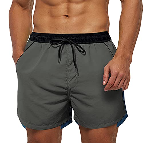 Aotorr Homme Short de Bain Séchage Rapide pour Vacances Short de Voyage en Eté sur la Plage Gris Claire L Cover