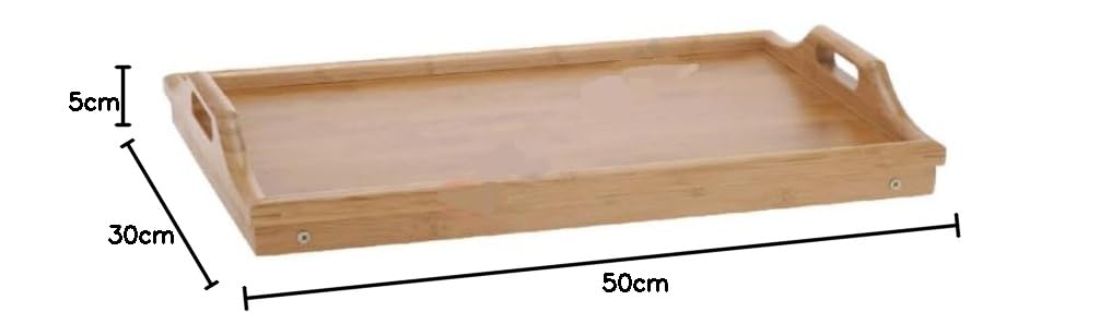 Crisalide ® - Plateau de lit rectangulaire, plateau en bambou, 50 x 30 cm, petit déjeuner au lit