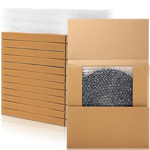 Janlaugh 10 Sets Vinyl Record Mailers 12.6 x 12.6 x 1' Shipping Boxes Easy Fold Album Corrugated...