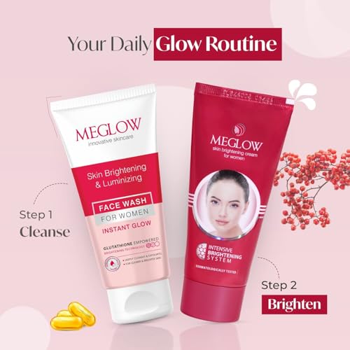 Image of Meglow by Leeford Skin Brightening Moisturizer Cream for Women, Pack of 2 (50g each)