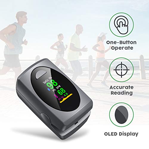 Pulse Oximeter Fingertip, Portable Blood Oxygen Saturation Monitors for Heart Rate Monitors and SpO2 Fast Reading Oxygen Meter,Finger Pulse Ox Monitor with Finger Oxygen Sensor - Thumbnail 5