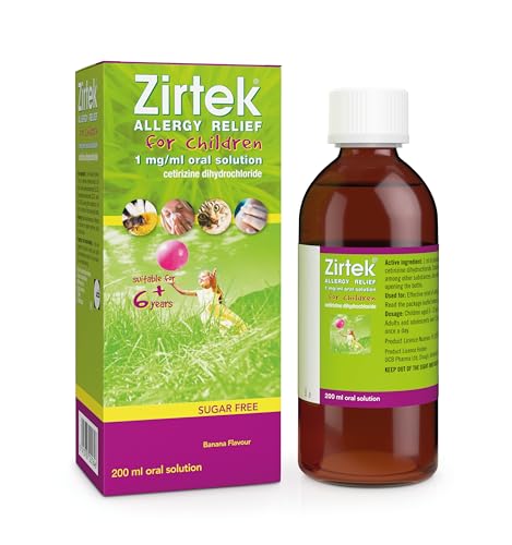Zirtek Allergy Relief 200 ml Syrup | Hayfever Dust Pets and Hives | Cetirizine Antihistamine Solution | Helps Relieve Allergic Symptoms |antihistamine for Adults and Children Over 6 Years