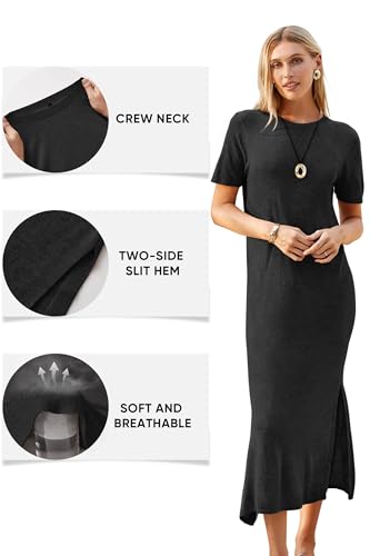 Image of Arach&Cloz Women's Wool Blend Lightweight Spring Casual T Shirts Maxi Dress 2026