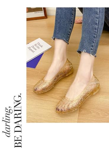 Jelly Mesh Ballet Flats for Women Clear Jelly Sandals Butterfly Pattern Hollow Water Slides Slip on House Slippers Wide Lightweight Breathable Dressy Ballerina Shoes Summer Beach Party Cruise Vacation2