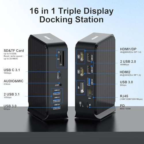 Estación universal 16 en 1 con puerto USB-C a 10 Gbps y seis conexiones USB-A para laptop 2