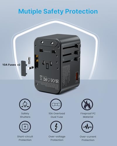 Image of Universal Travel Adapter, VINTAR 100W GaN International Power Adapter with 3 USB C PD and 1 USB A QC, All in One Plug Adapter, Travel Adapter Worldwide for EU /UK /USA /AUS(Type C /G /A /I)