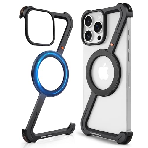 Funda iPhone 16 Pro OATSBASF de aluminio negro con MagSafe y diseño sin marco