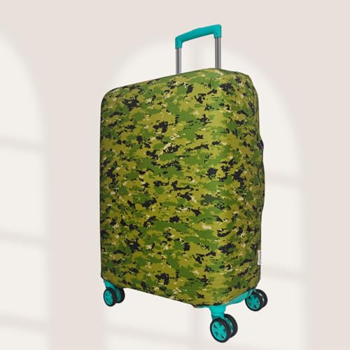 Image of Printed Polyester Suitcase Cover Stretchable Luggage Protector Trolley Bag Cover Travel Accessory (Army Mehndi-M)