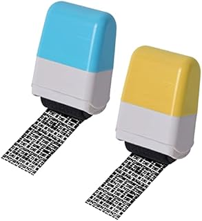 suchkawe 2 Pcs Roller Stamp Privacy Stamp Security Stamp Confidential Stamp ID Theft Prevention Stamp Identity Guard Roller Stamp for Privacy Protection and Address Blocker(Blue and Yellow)