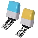 Pinsheng 2 Pièces Tampon Sécurité Tampon Rouleau Confidentiel Timbre Timbre Confidentialité Tampon Protection D'identité Auto-encreur Rechargeable pour Blackout des Données Personnelles(Jaune et Bleu)