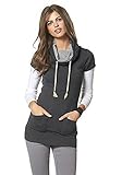 Sehr figurbetonte Passform FLASHLIGHTS Damen Kurzarm Long Pullover Anthrazit 40/42