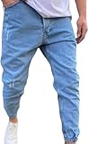 Maiyifu-GJ Mens Skinny Ripped Distressed Biker Jeans Slim Fit Stretch Hip Hop Denim Pants Casual Fashion Tapered Leg Jeans (Light Blue,3X-Large)