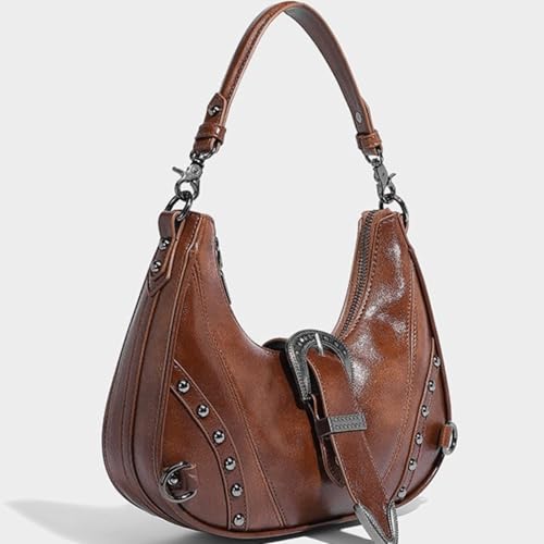 y2k Purse for Women, Cute Leather Women's Handbag Aesthetic Coquette Shoulder Bag Hobo Crescent Trendy Ladies Purse4