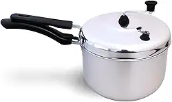 Pipoqueira de Alumínio Premium, 20cm, 3.7L com Manivela Superior, Tampa Articulada para Fogão, Alças Resistentes ao Calor, Preparo para 4 Pessoas