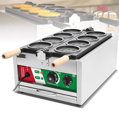 Kommerzieller Goldmünzen-Waffeleisen, elektrisches Münzwaffeleisen mit 4 Gittern, Edelstahl-Käsemünzen-Waffeleisen mit Temperatur- und Zeitregelung, Kuchenbackmaschine für Party-Cafés