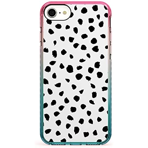 Dalmatian Print Pink Impact Phone Case for iPhone 7, for iPhone 8 | Protective Dual Layer Bumper TPU Silikon Cover Pattern Printed | Dog Animalprint Spots Polka Stylish Cover