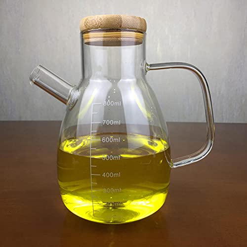 ZNYB Oil & Vinegar Pots Hitzebeständiger Glasöltopf Haushalts-Sojasauce mit hohem Borosilikatgehalt Gewürzflasche mit Essigtopfgröße auslaufsicherer Öltank Cover