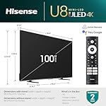 Hisense 100-Inch Class U8 Series Mini-LED ULED 4K UHD Google Smart TV (100U8K) - QLED, 480 Motion Rate, 144Hz Game Mode Pro, Dolby Vision IQ, HDMI 2.1, Alexa Compatibility, 2.1.2 Multi-Channel Audio - Image 3