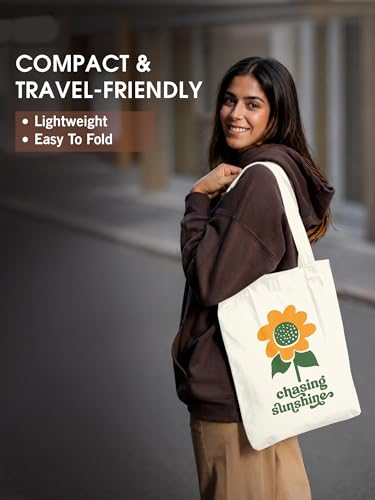 Image of DOODLE Premium Canvas Tote Bag for Women with Zip and Inner Pocket for Shopping, Office, Travel and Daily Use