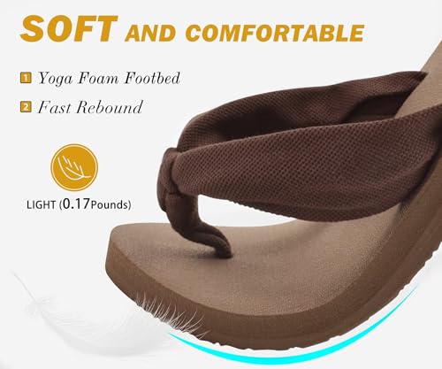 Image of KuaiLu Flip Flops for Women with Arch Support Summer Beach Thong Sandals | Comfortable Yoga Mat Walking Shoes Cushion Slip On Casual Outfits Indoor Outdoor