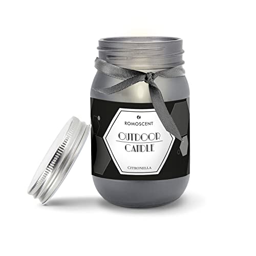 Römer Wellness Artículo de regalo: Romosscent Vela aromática para exteriores en cristal resellable con tapa; aroma a citronela para noches tranquilas de verano; tamaño: 7,5 x 7,5 x 12 cm aprox