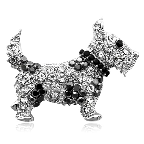 Image of Beagle Scottish Terrier West Highland White Terrier Cute Simulated Pearl Poodle Dog Brooch Pin Rhinestone Animal Lapel Collar Jewelry Accessories Brooch Pin for Women Westies, Scotties, Cairns, white Westie,Scottish Terriers