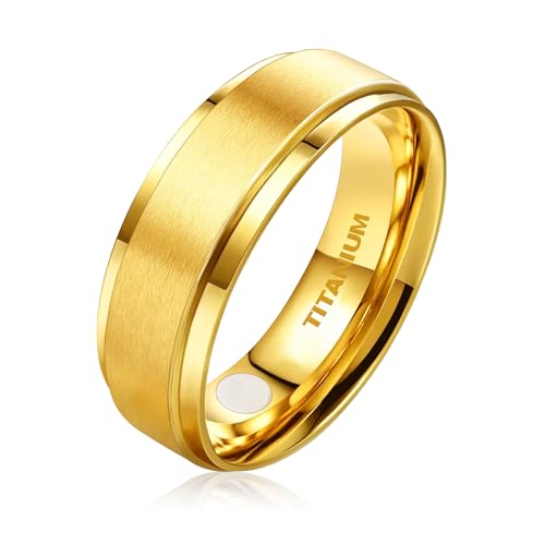 Anillos magnéticos de titanio JEROOT con imán fuerte de 3500 gauss pulidos talla 62