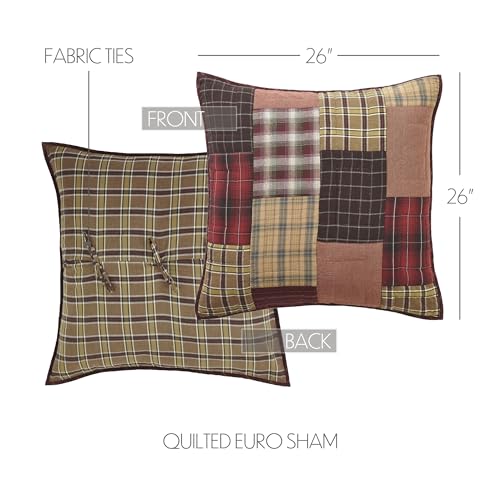 VHC-Brands-Wyatt-Bedding-Accessory-Euro-Sham-26×26-Patchwork-Tan VHC Brands Wyatt Bedding Accessory Euro Sham 26×26 Patchwork Tan