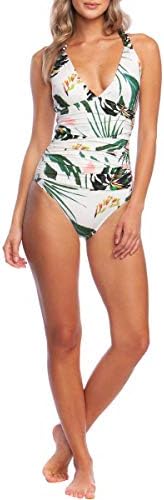 BCBG Womens Ring Tropicals Shirred One-Piece Multi 10