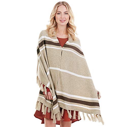 Mud Pie Womens Westin Tassel Poncho Wrap Viscose Yarn Dyed2