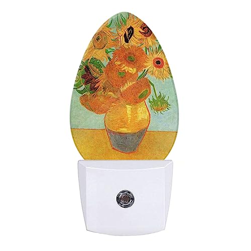 Swono Night Lights Plug Into Wall Van Gogh Sunflower Art Painting Auto On Off Nightlight For Bedroom Bathroom Hallway Garage Home Wall Decor Led Night Light #TOP2