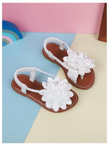 Verdusa Girl's 3D Flower Sandals Open Toe Ankle Strap Flat Vacation Sandals2