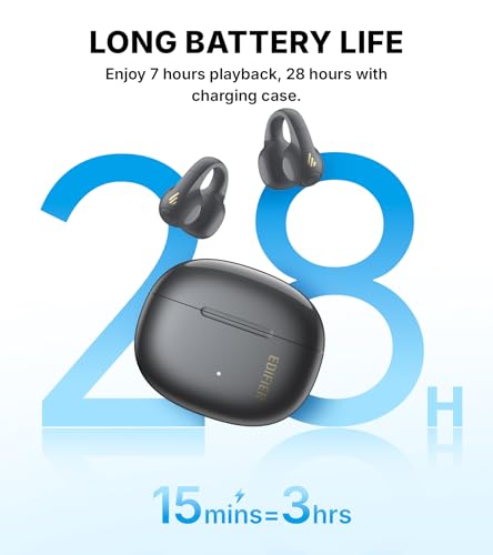 Image of Edifier R1 Open-Ear True Wireless Earbuds, Bluetooth 5.4 Clip-On Headphones, AI Clear Calls, Left /Right Interchangeable, 28H Playtime, Fast Charging, Multipoint Connection, App Control, IP56, Gray