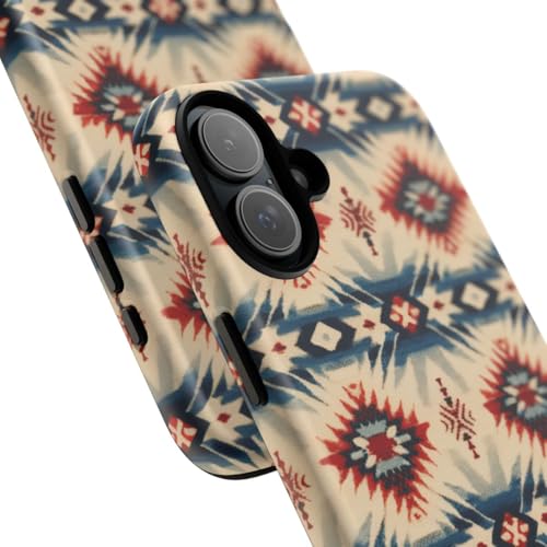 Coque iPhone 16 Plus géométrique rouge et bleu finition mate premium - 2