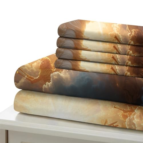 Housse de couette Jésus 3D premium en microfibre double 200x200