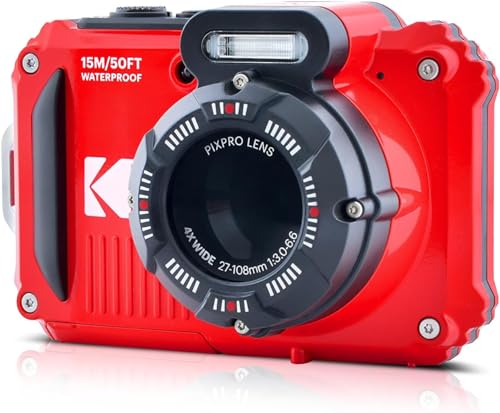 Image of Kodak PIXPRO WPZ2 Rugged Waterproof Shockproof Digital Camera 16MP 4X Optical Zoom 1080P Full HD Video, 2.7 inch LCD (Red) Bundle with Camera Case, SanDisk 32GB microSDHC Card (4 Items)