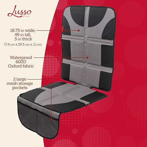 Image of Lusso Gear Car Seat Protector - Waterproof Seat Protector & Non-Slip Backing - Waterproof Car Cover & Easy Clean-Up - Dual Mesh Storage Pockets & Travel Convenience - Gray