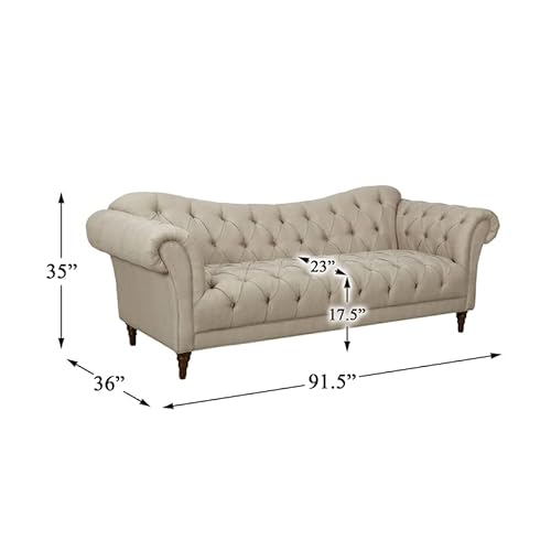 Homelegance St. 92" Claire Fabric Chesterfield Sofa, Almond Brown #TOP2