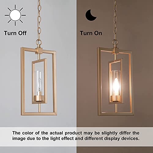 Optimant Lighting Gold Pendant Lighting for Kitchen Island, 1-Light Modern Glass Pendant Chandelier Light Fixture with Chain Framework Adjustable for Dining & Living Room Bedroom Foyer Hallway (E12) by Optimant Lighting - Image 6