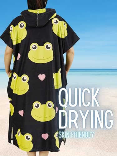 Frog Gifts Surf Poncho Hooded with Cute Frog, Soft Cover-Up Changing Towel with Pocket4