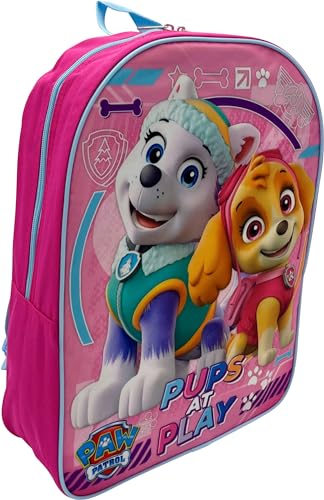 Ruz Paw Patrol Kid's Licensed 15 Inch School Bag Backpack (Pups At Play-Girls), Large