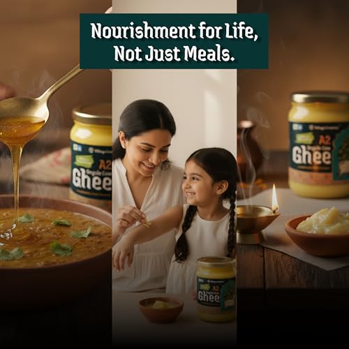 Image of Village Company A2 Cow Ghee Bilona Method | Bilona Ghee 100ML Ongole Cow | Bilona Ghee | Pure Ghee A2 Desi Cow Ghee | Vedic Pure Organic | Traditional Curd Churned | Lab-Certified | Glass Jar 100 ML