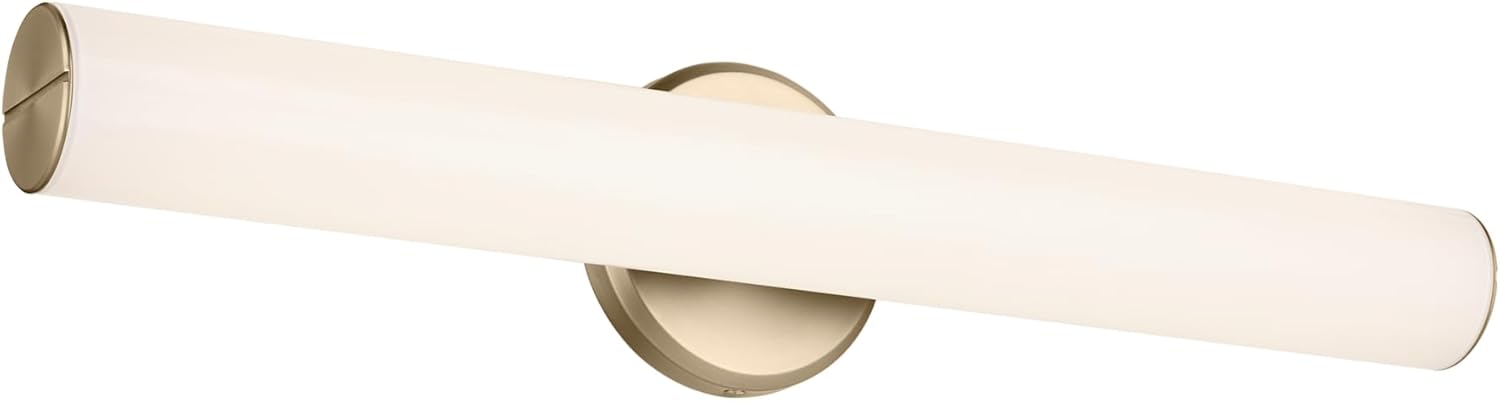 Kichler Rosh 24.25" LED Medium Bath Bar with White Glass in Champagne Bronze, Modern Minimalist, for Vanity, Fireplace, Buffet, Hallway, Vanity Mirror, (24.25" W x 5" H), 55188CPZLED