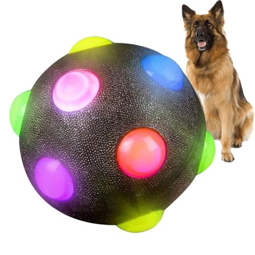 Balle lumineuse pour chien – Jouet Jolly Ball résistant aux morsures pour chien, balle lumineuse pour chien | Balle élastique interactive phosphorescente pour...