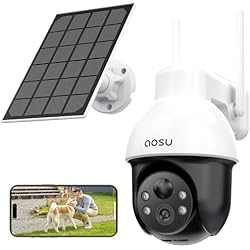 كاميرا AOSU Solar Security اللاسلكية في الهواء الطلق ، بطارية 3K / 5MP تعمل بالطاقة كاميرا WiFi لأمن المنزل ، PTZ البانورامية ، التتبع التلقائي ، الكشف عن الإنسان / السيارة ، الرؤية الليلية ، الأضواء ، الحديث ثنائي الاتجاه
