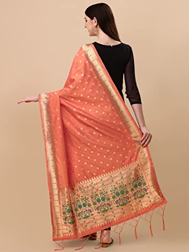 Image of DEVANGI Women's Woven Banarasi Silk Dupatta /Chunni For Women, Floral Print 1 Meter Wide and 2.3 Meter Length Printed Designer Dupatta /Chunni For Girls